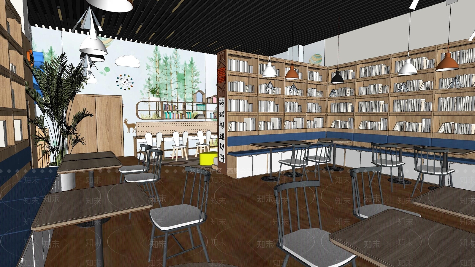 新中式书店SU模型下载【ID:1118525762】