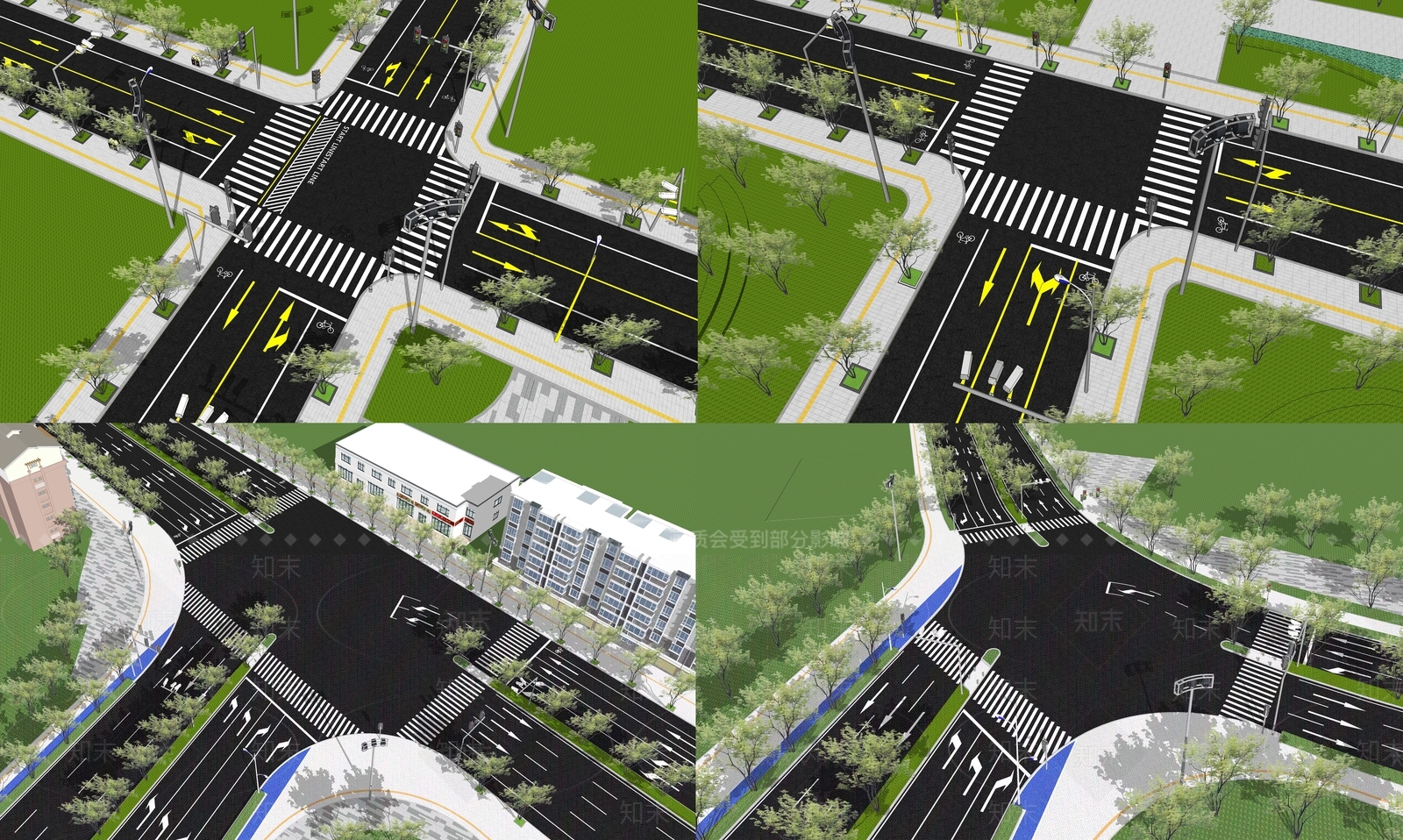 现代市政道路景观SU模型下载【ID:1118637581】