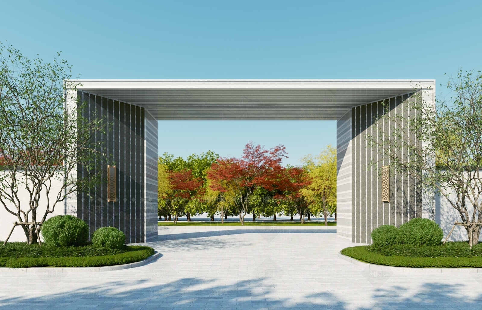 新中式入口大门3D模型下载【ID:1118538622】