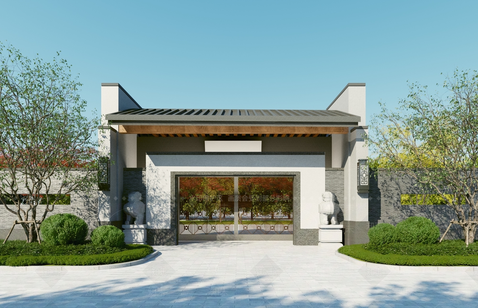 新中式入口大门3D模型下载【ID:1118539914】