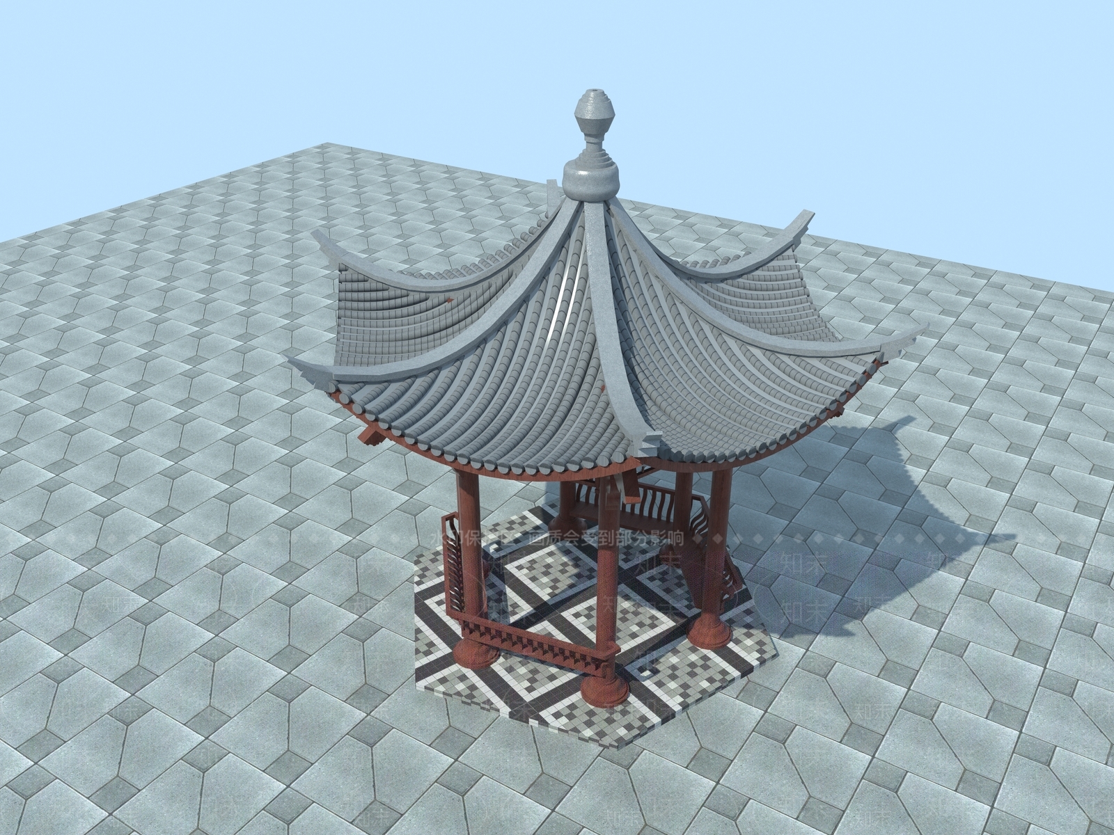 中式亭子3D模型下载【ID:1118542869】