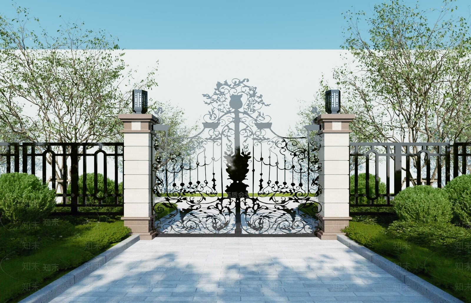 现代铁艺大门3D模型下载【ID:1118551087】