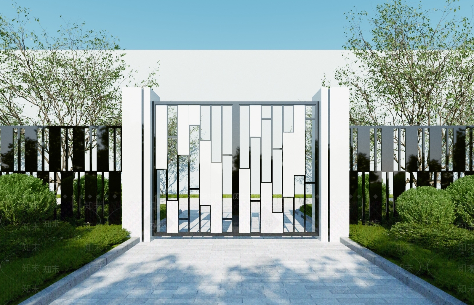 现代铁艺大门3D模型下载【ID:1118552271】