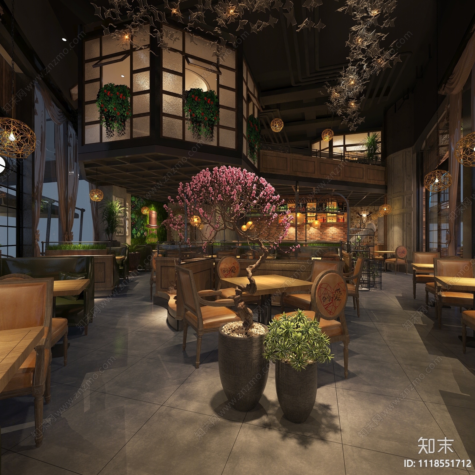 工业风西餐厅3D模型下载【ID:1118551712】