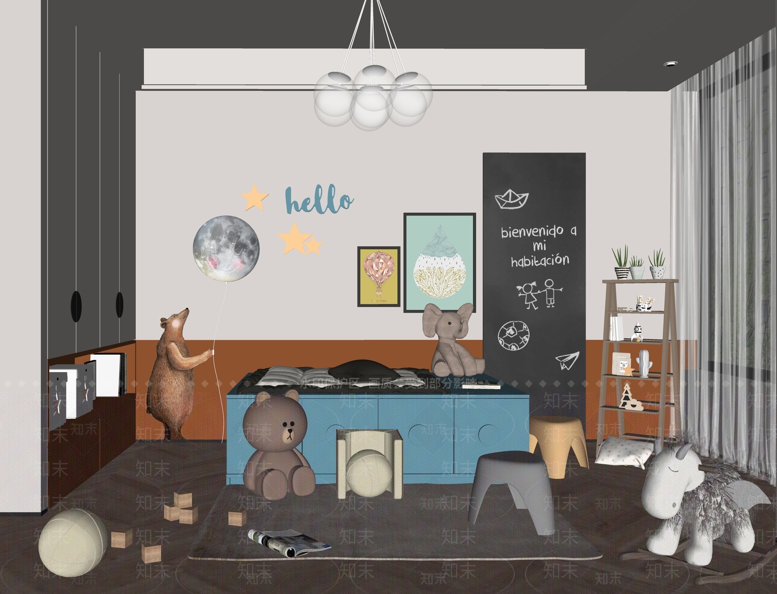 现代儿童玩具房SU模型下载【ID:1118559942】