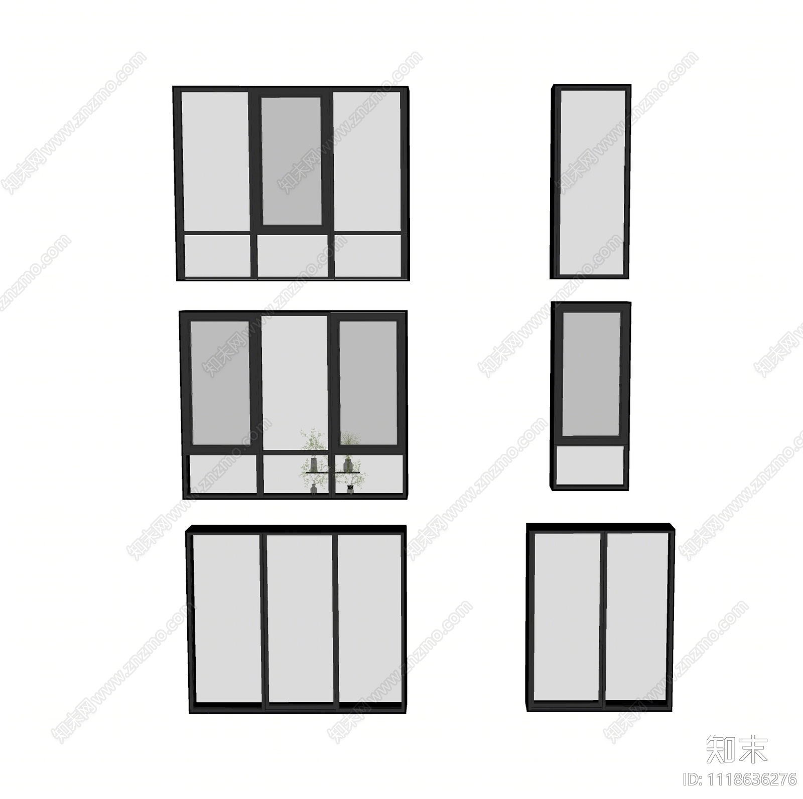 现代铝合金窗户SU模型下载【ID:1118636276】