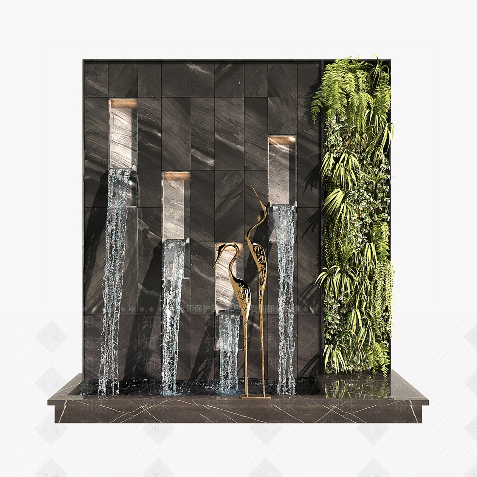 现代流水景观小品SU模型下载【ID:1118636129】