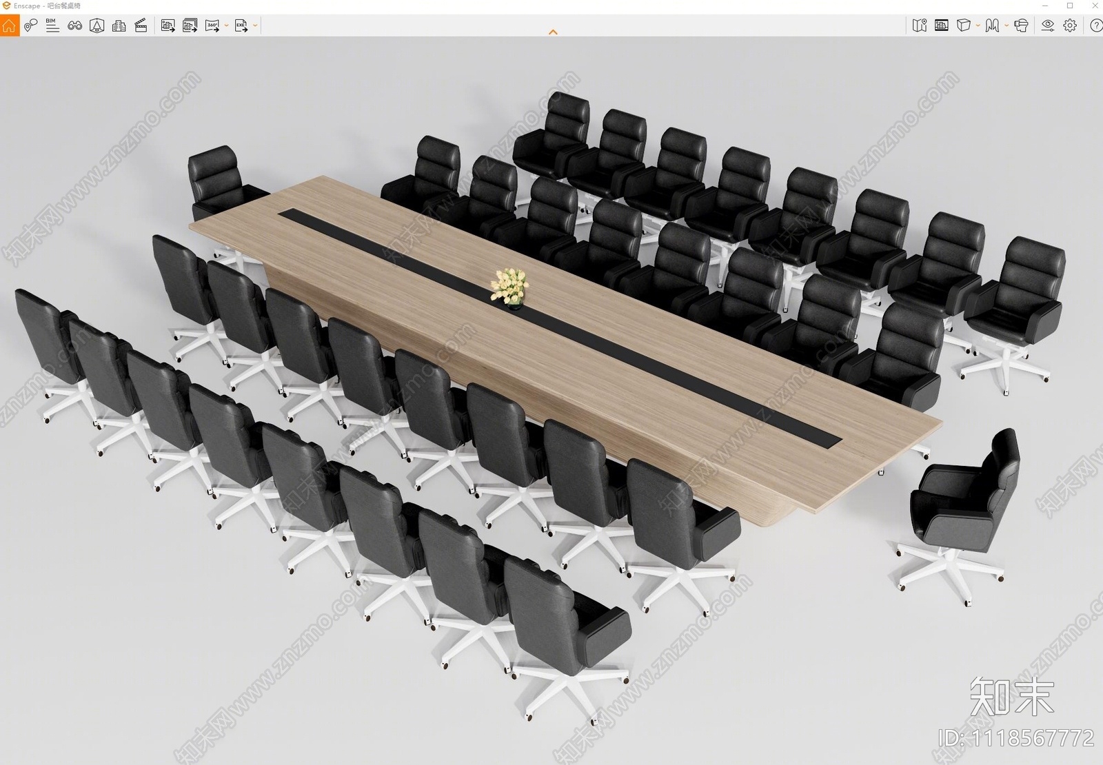 现代会议桌椅SU模型下载【ID:1118567772】