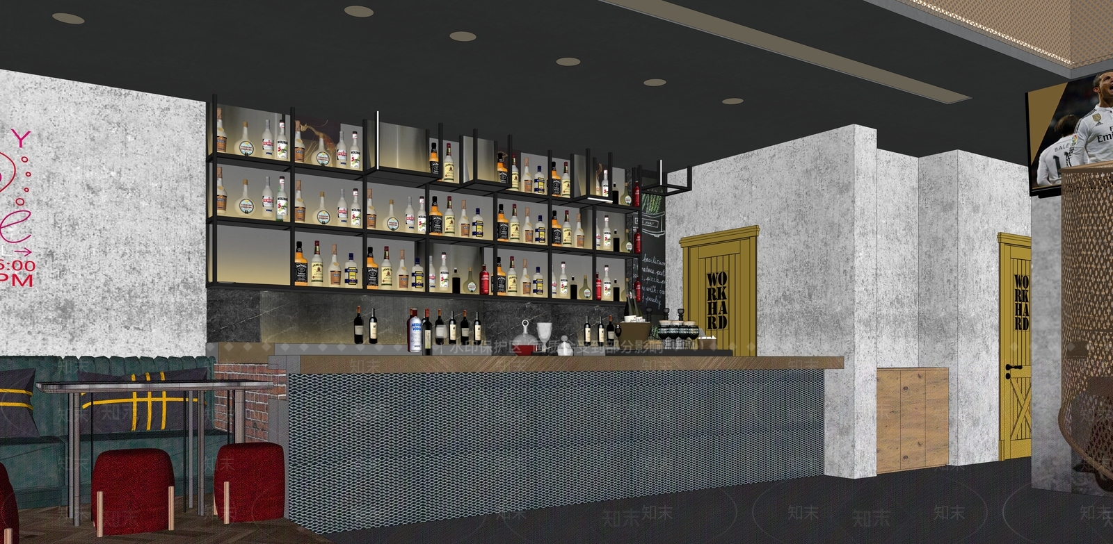 现代酒吧SU模型下载【ID:1118574510】