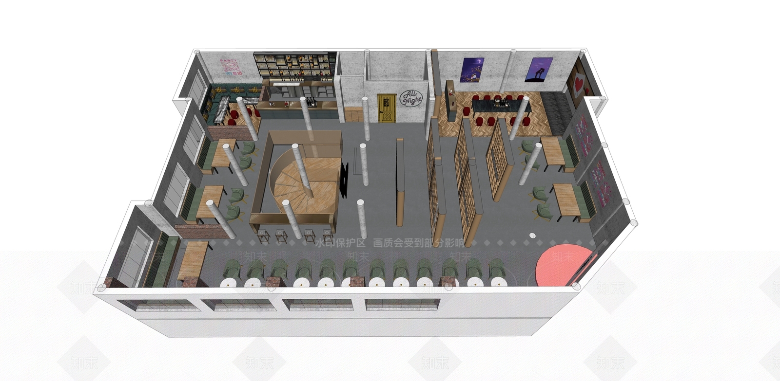 现代酒吧SU模型下载【ID:1118574510】