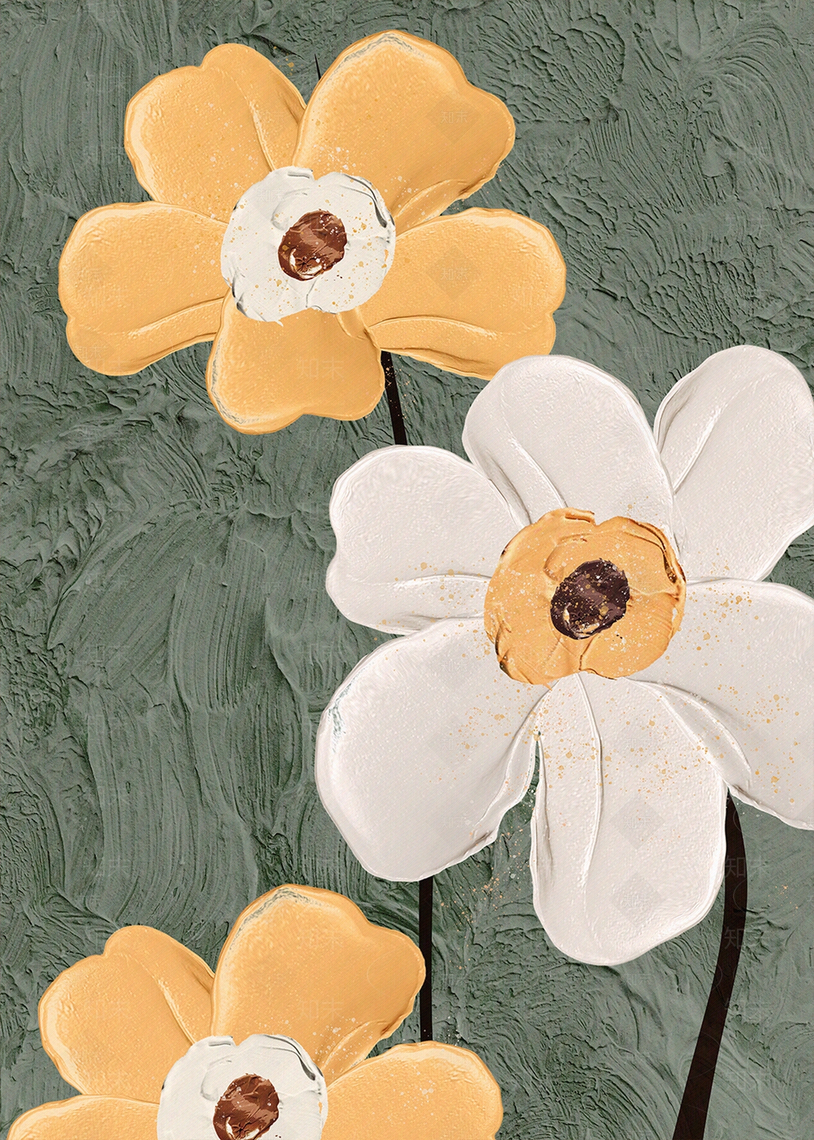 绿色系油画装饰画贴图下载【ID:1118575582】