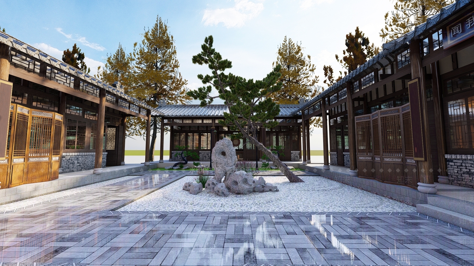 中式四合院SU模型下载【ID:1118581899】
