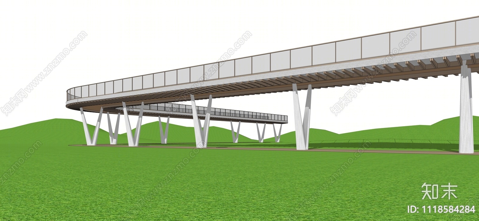 现代景观桥SU模型下载【ID:1118584284】