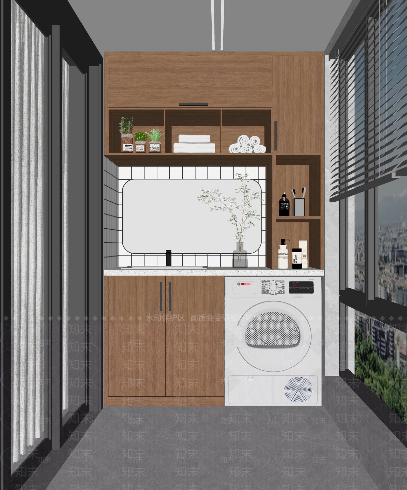 现代家居阳台SU模型下载【ID:1118597048】