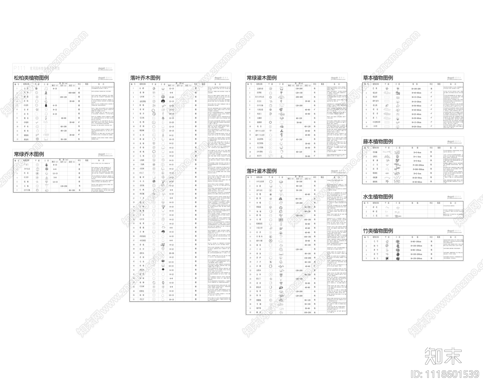 常用园林植物苗木图例集施工图下载【ID:1118601539】
