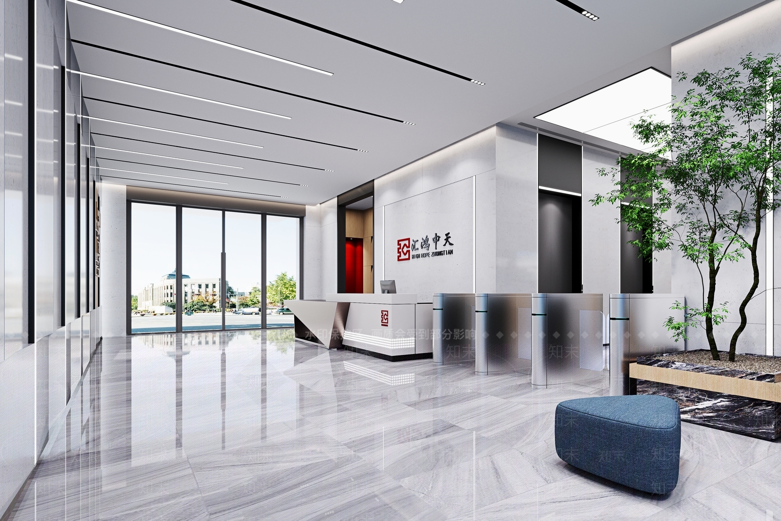 现代办公门厅3D模型下载【ID:1118691398】