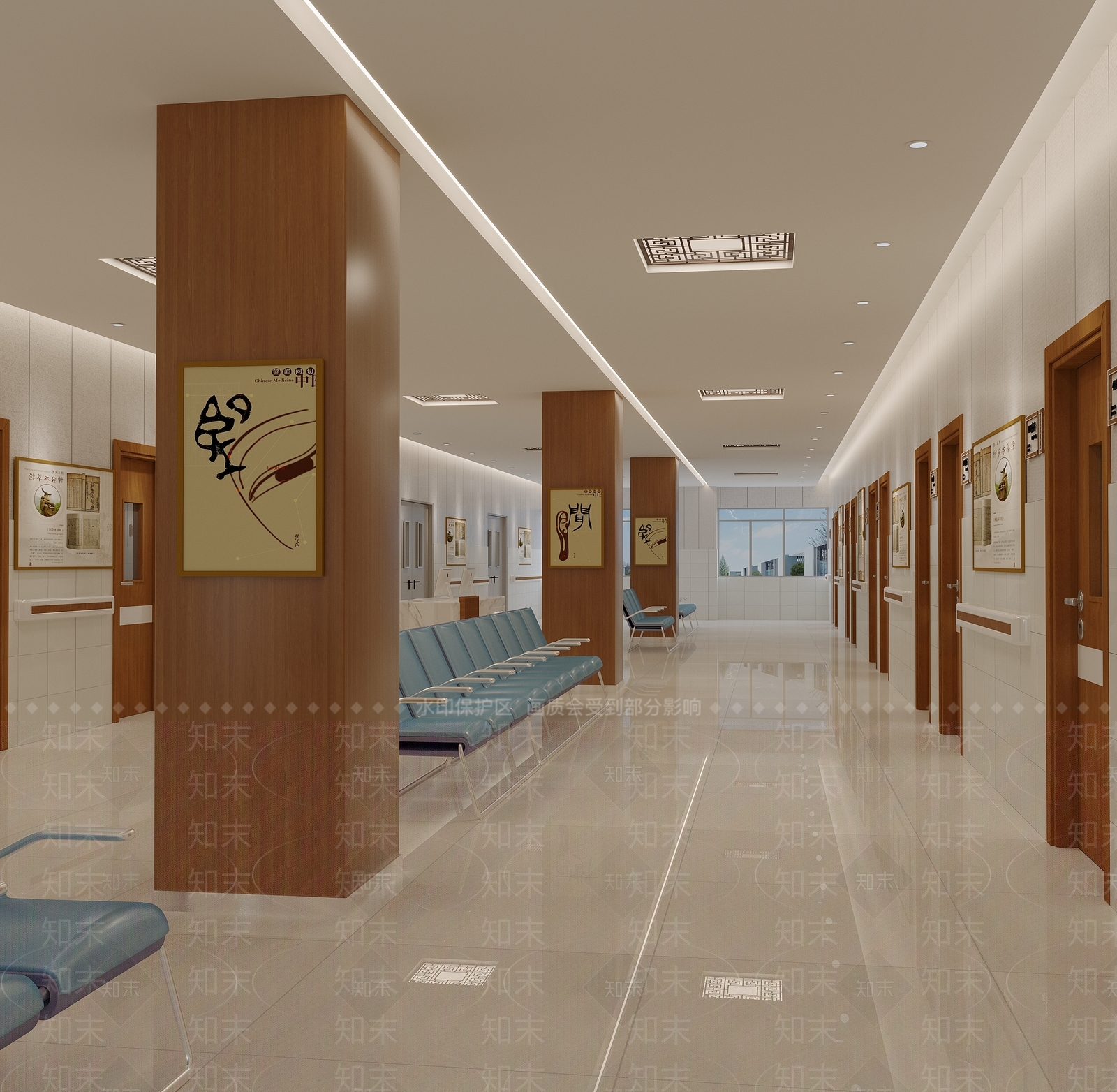 现代医院走廊3D模型下载【ID:1118618746】