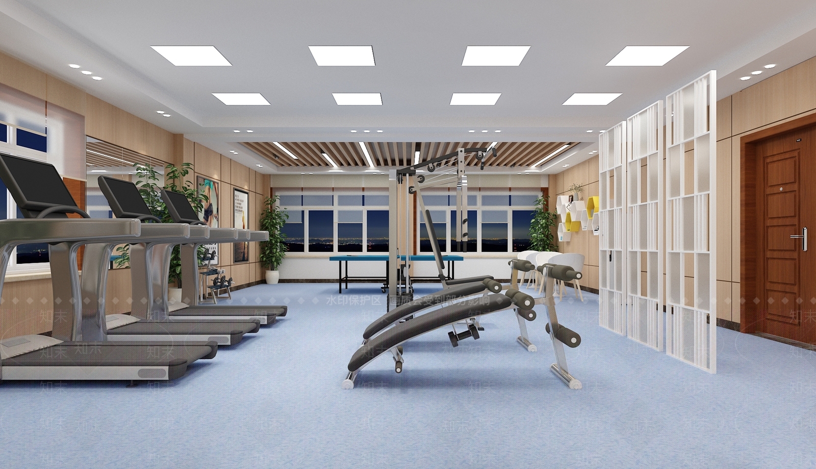 现代职工健身房3D模型下载【ID:1118620064】