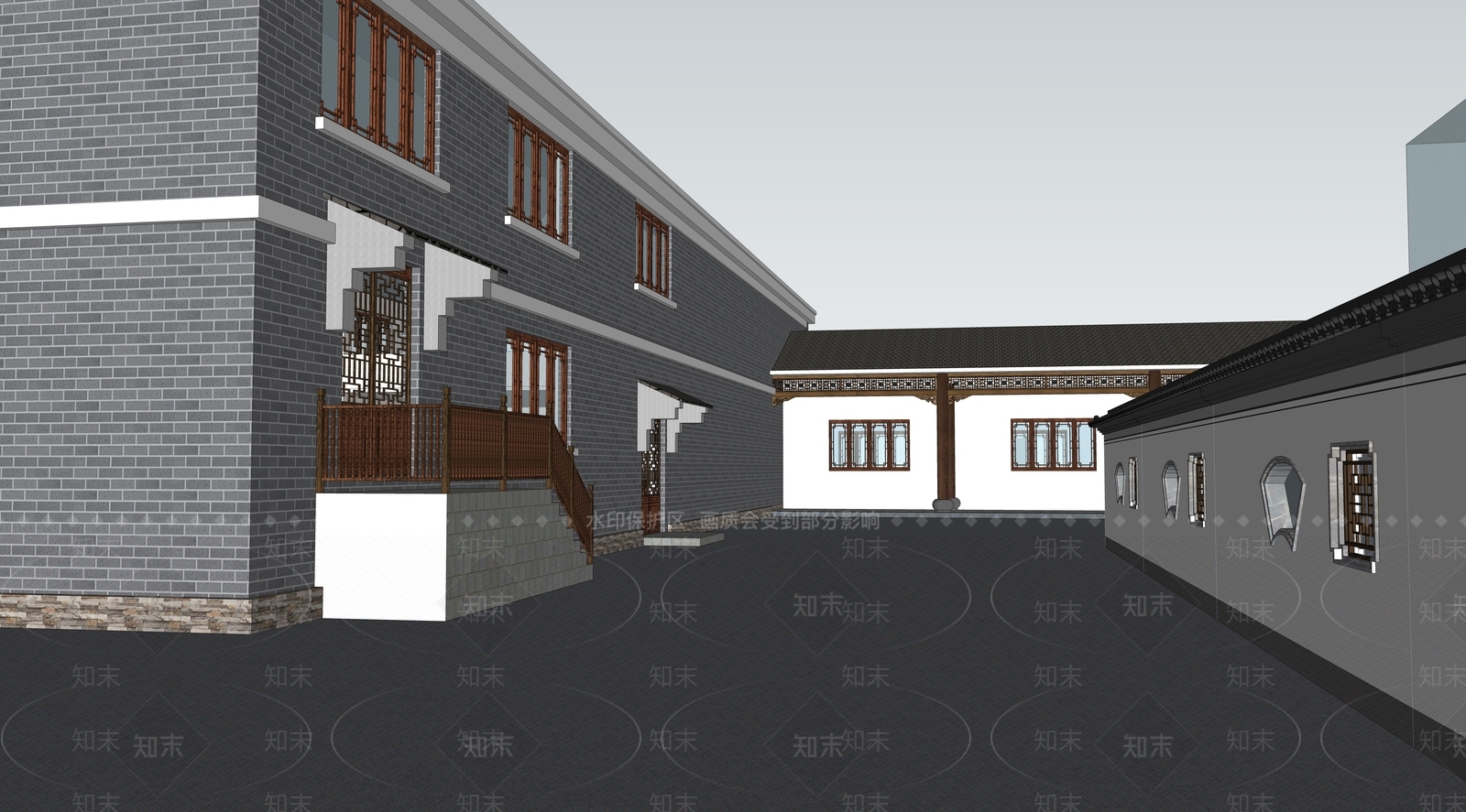 中式文化礼堂SU模型下载【ID:1118620055】