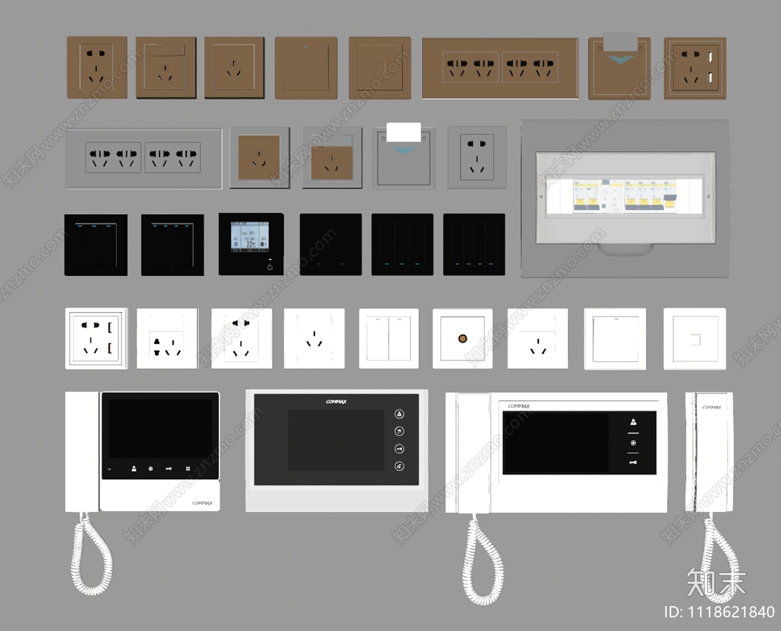 现代开关插座面板SU模型下载【ID:1118621840】