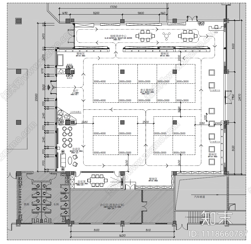 陶瓷展厅方案图含效果图cad施工图下载【ID:1118660787】