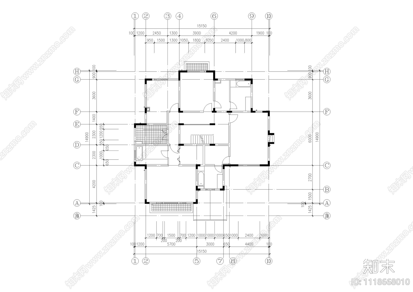 现代别墅自建房施工图效果图cad施工图下载【ID:1118668010】