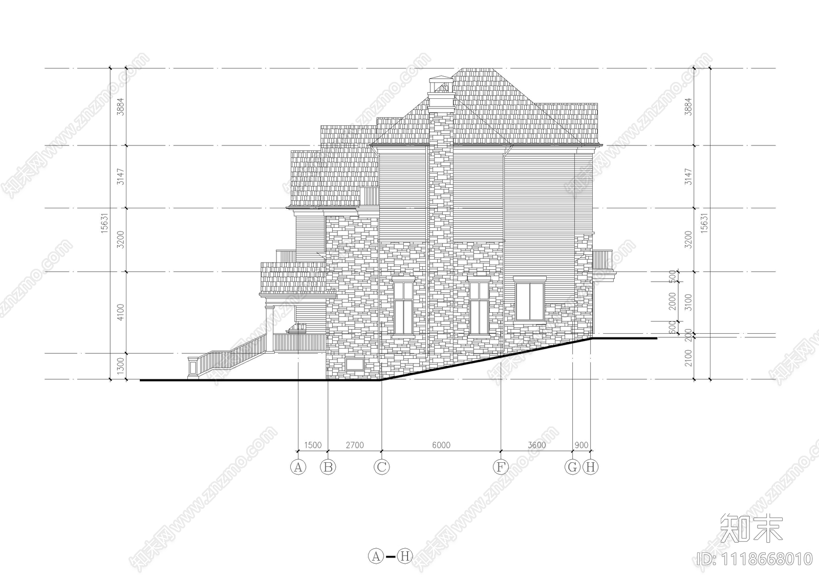 现代别墅自建房施工图效果图cad施工图下载【ID:1118668010】