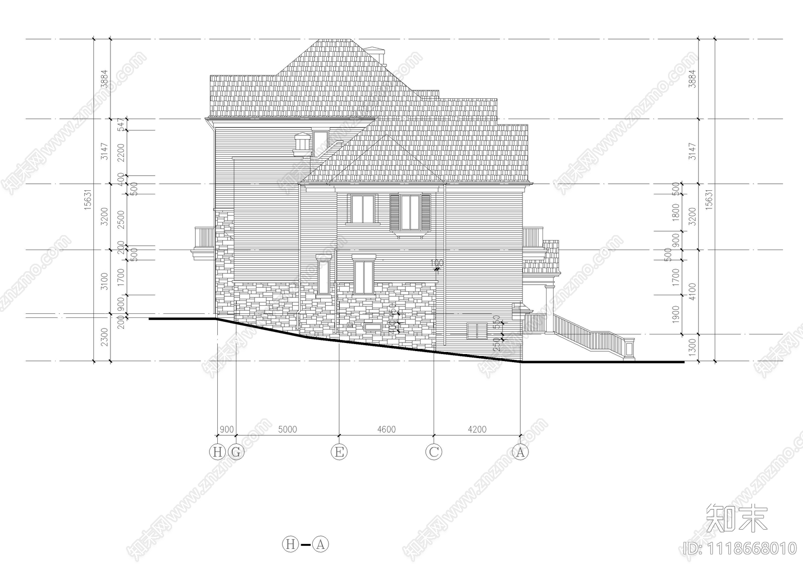 现代别墅自建房施工图效果图cad施工图下载【ID:1118668010】