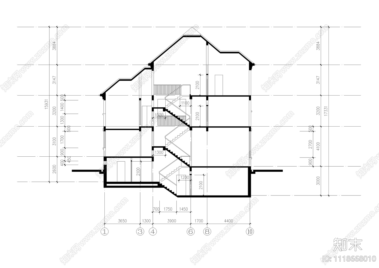 现代别墅自建房施工图效果图cad施工图下载【ID:1118668010】