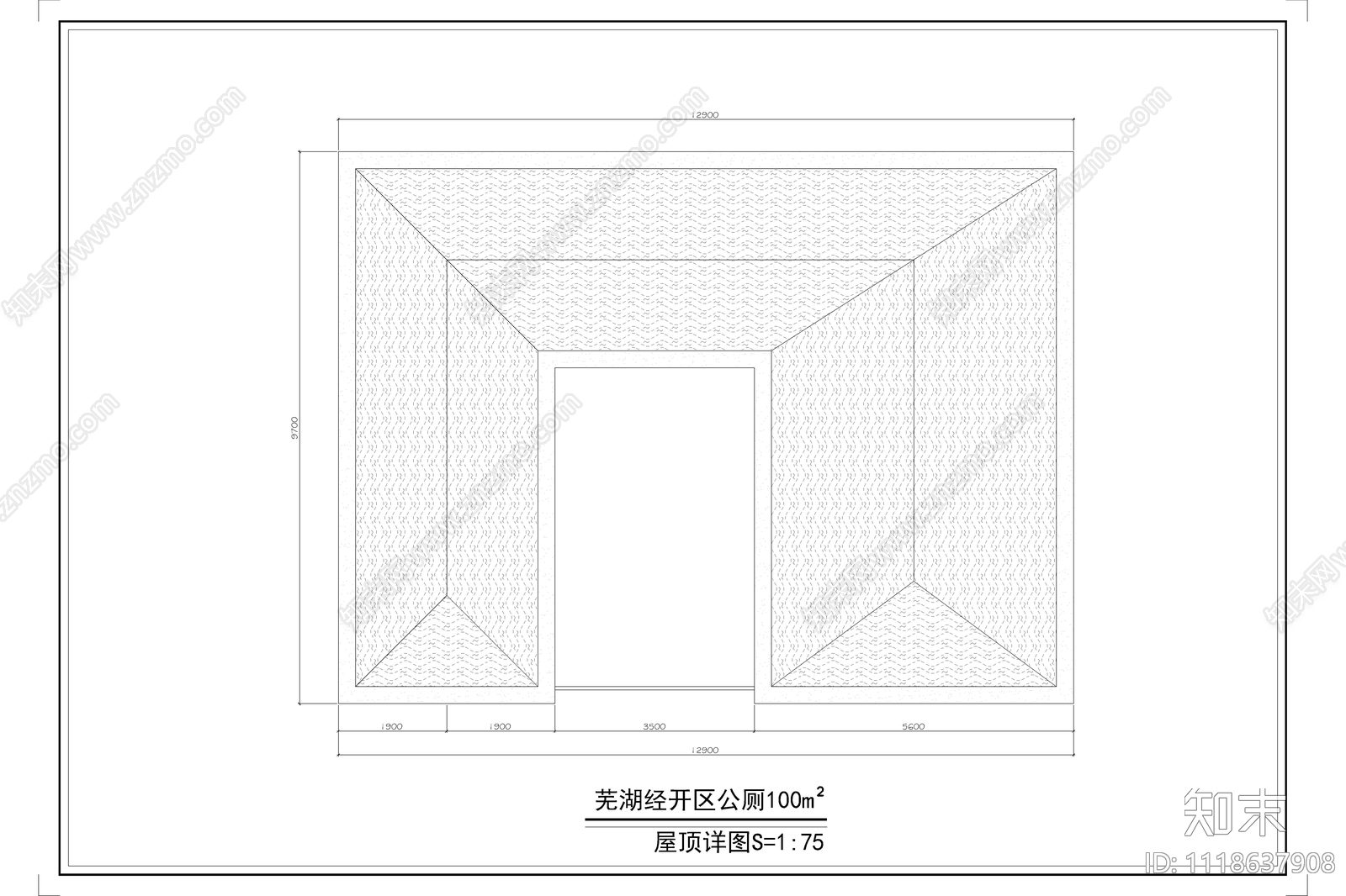 芜湖经开区公厕100m²平面布置图施工图cad施工图下载【ID:1118637908】