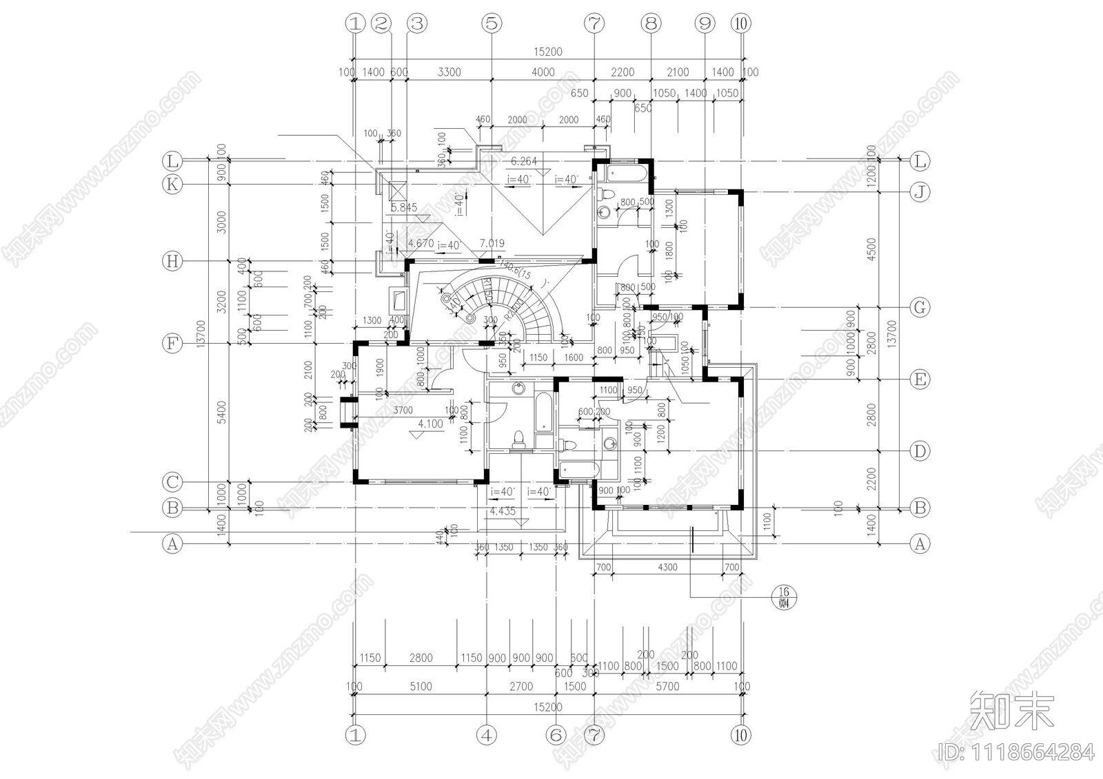 欧式古典别墅自建房建筑施工图cad施工图下载【ID:1118664284】