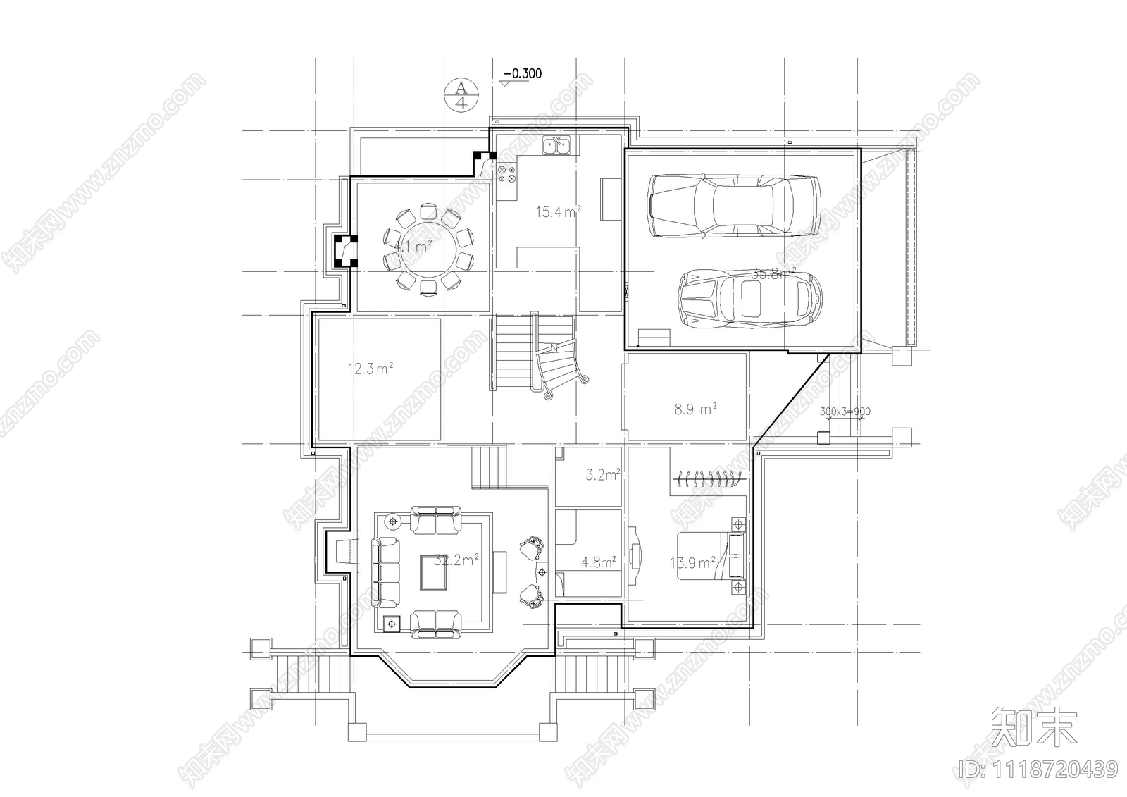 欧式简约别墅外观自建房施工图施工图下载【ID:1118720439】