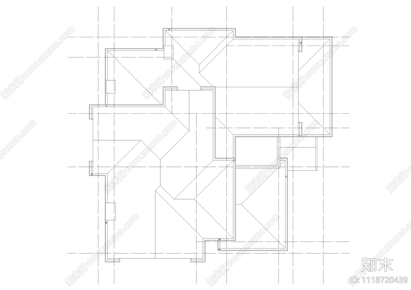 欧式简约别墅外观自建房施工图施工图下载【ID:1118720439】