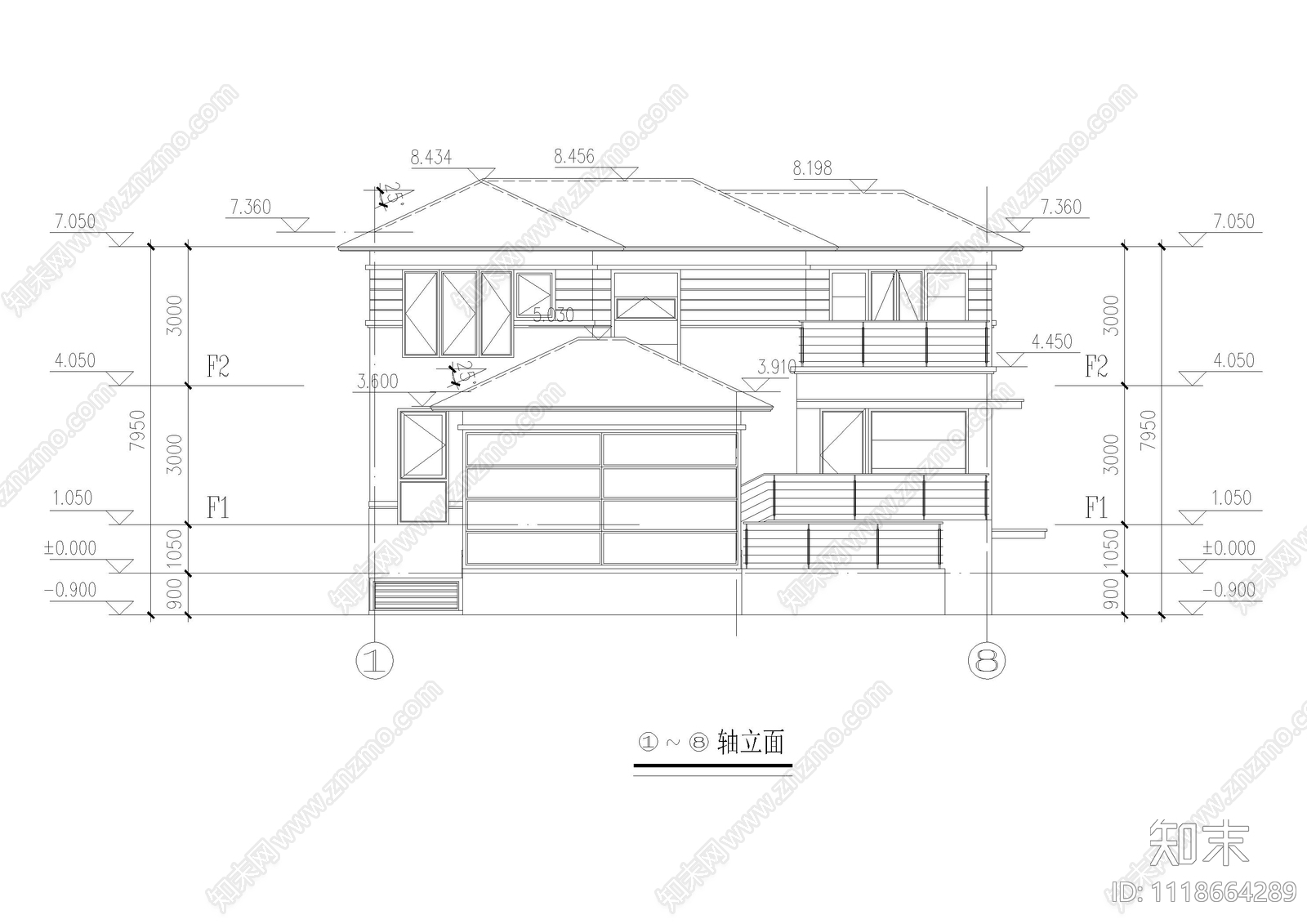 现代简约别墅外观施工图施工图下载【ID:1118664289】