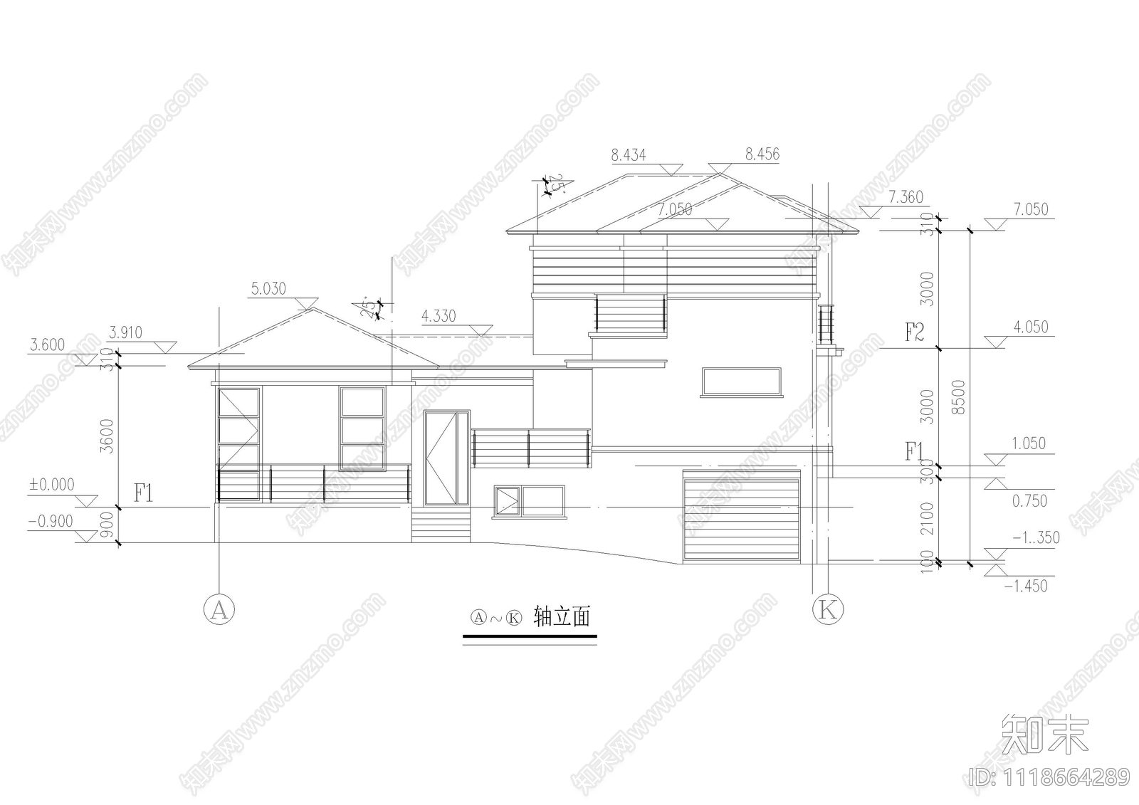 现代简约别墅外观施工图施工图下载【ID:1118664289】