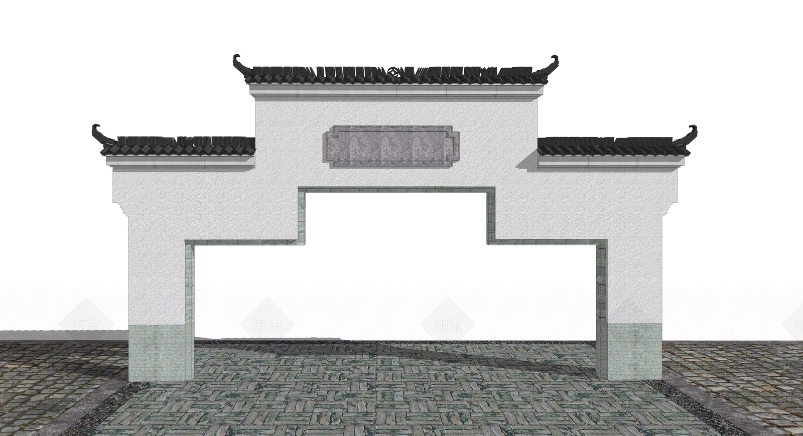新中式古镇门头SU模型下载【ID:1118639919】