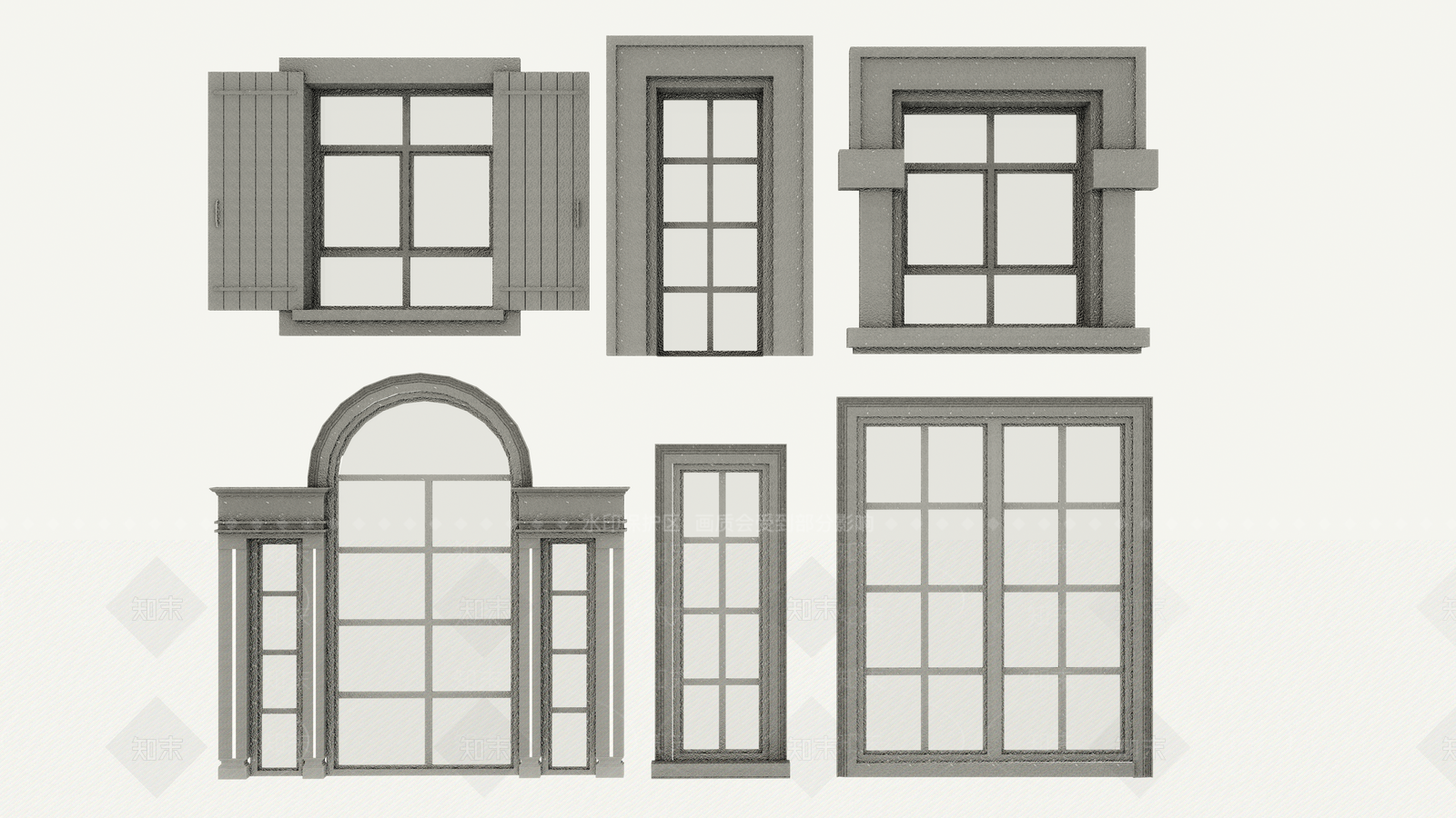 欧式落地窗SU模型下载【ID:1118642145】