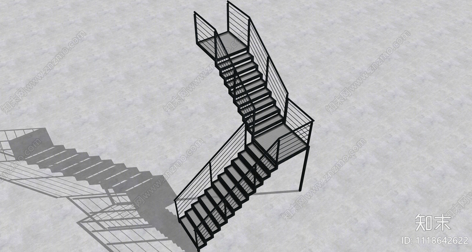 现代户外扶手楼梯SU模型下载【ID:1118642622】