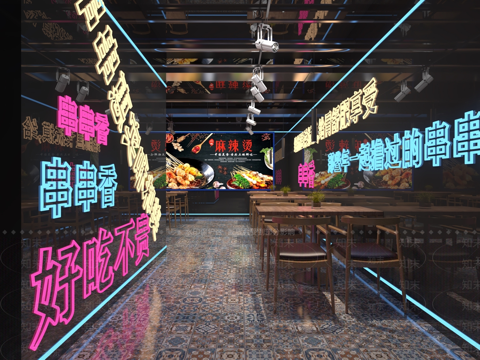 工业风串串烧烤店3D模型下载【ID:1118644967】