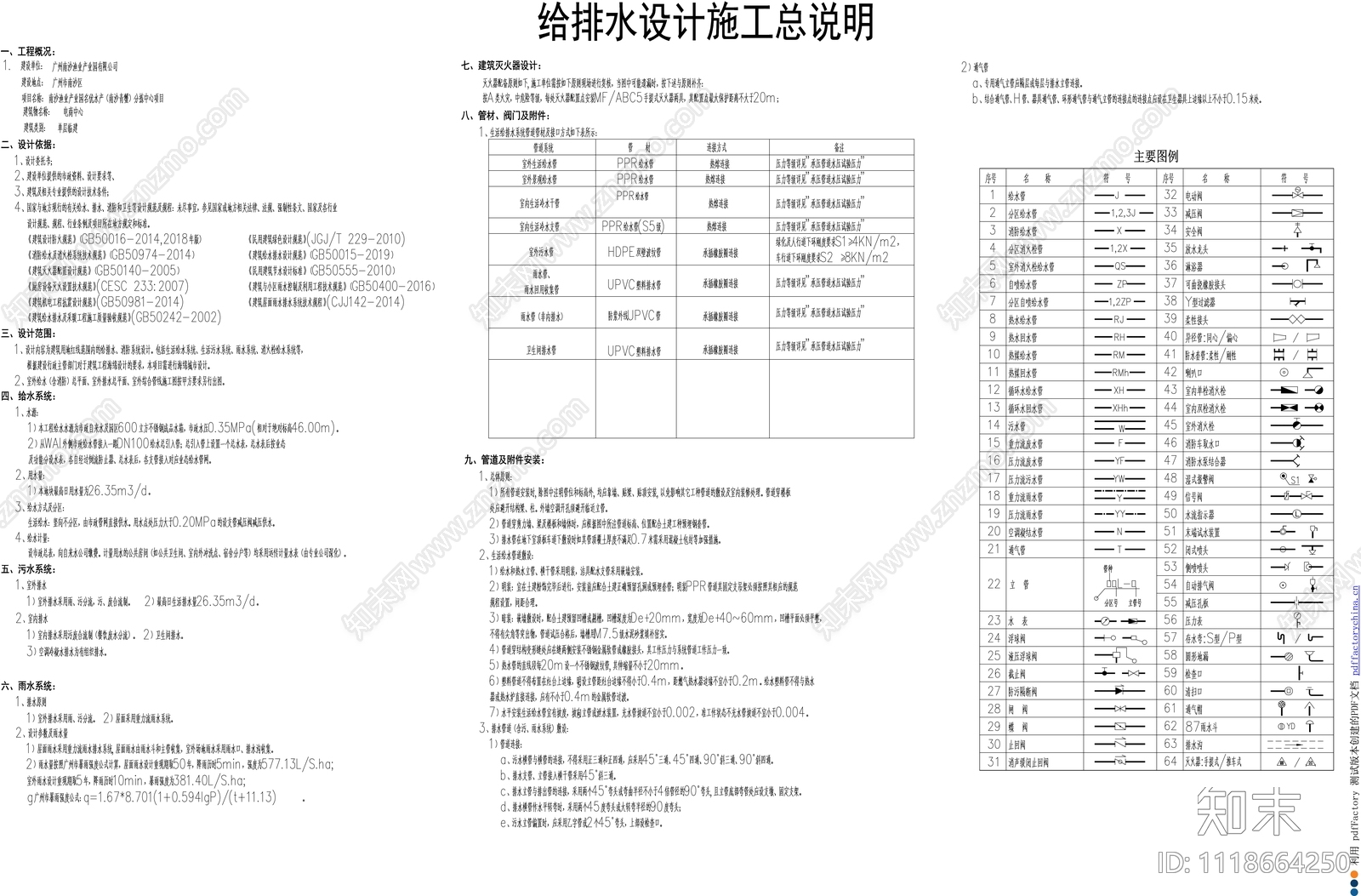 给排水设计说明图库cad施工图下载【ID:1118664250】