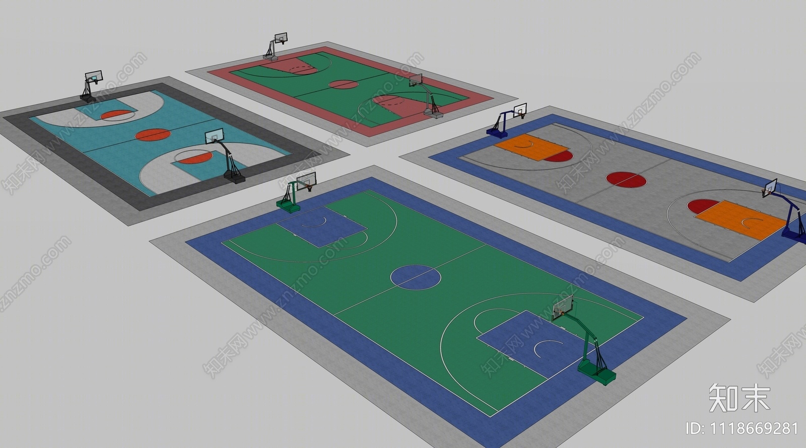 现代篮球场SU模型下载【ID:1118669281】