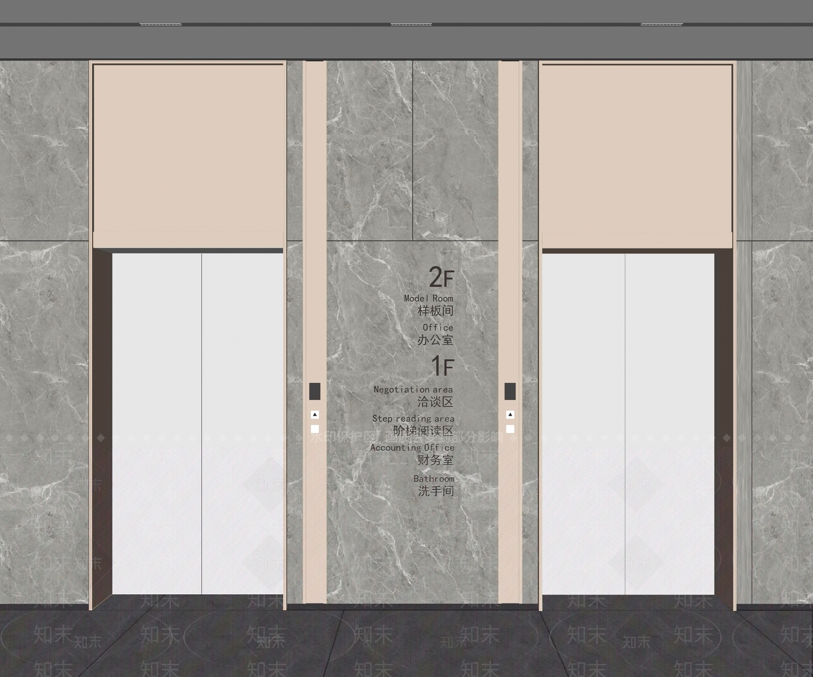 现代电梯厅SU模型下载【ID:1118676711】
