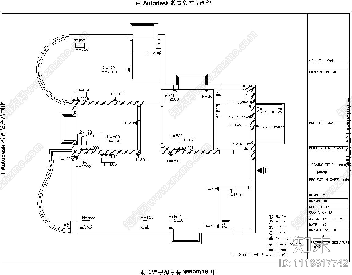 现代简约室内装修设计施工图cad施工图下载【ID:1118817742】