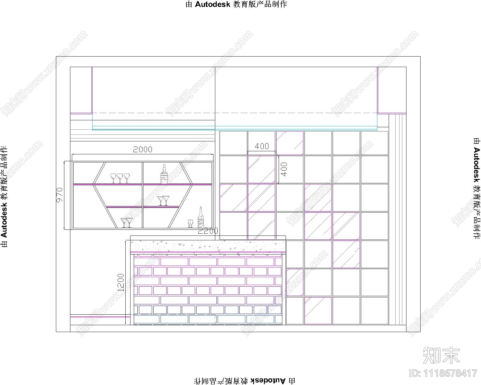 KTV影音室包间施工平面图立面图施工图下载【ID:1118678417】