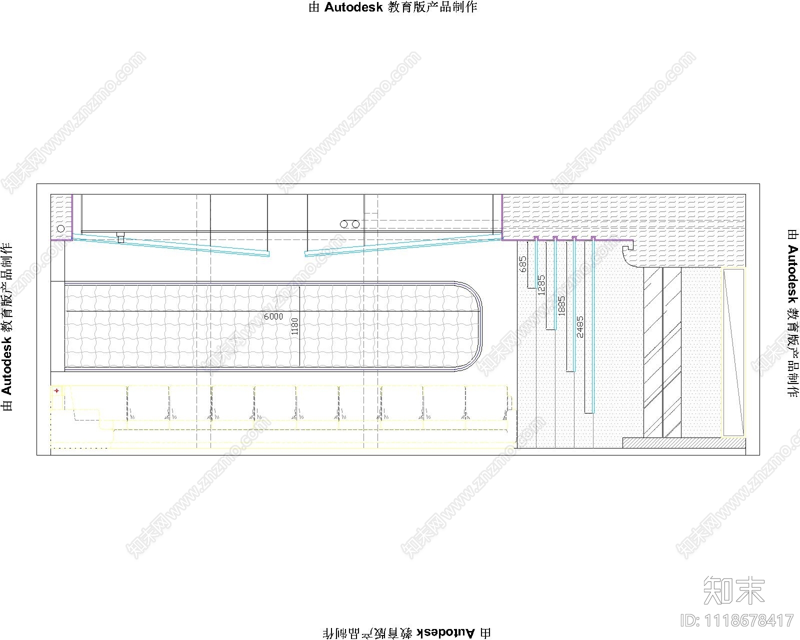 KTV影音室包间施工平面图立面图施工图下载【ID:1118678417】