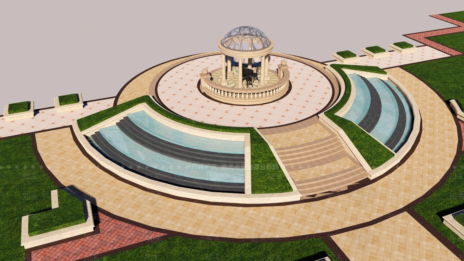 欧式景观亭子SU模型下载【ID:1118684325】