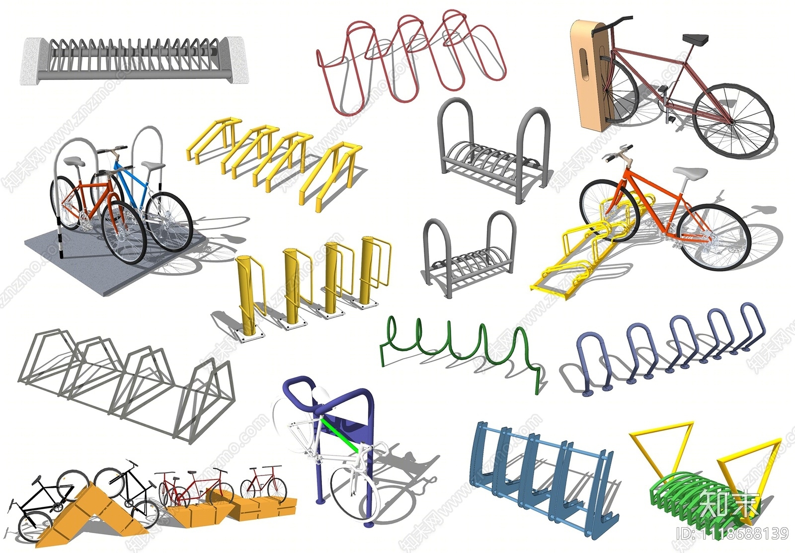 现代自行车停车架SU模型下载【ID:1118688139】