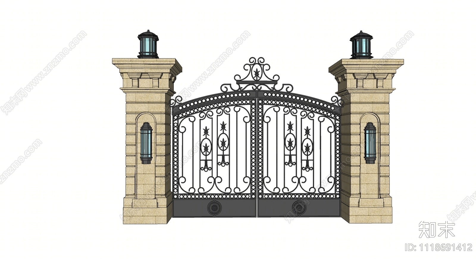 欧式庭院门SU模型下载【ID:1118691412】