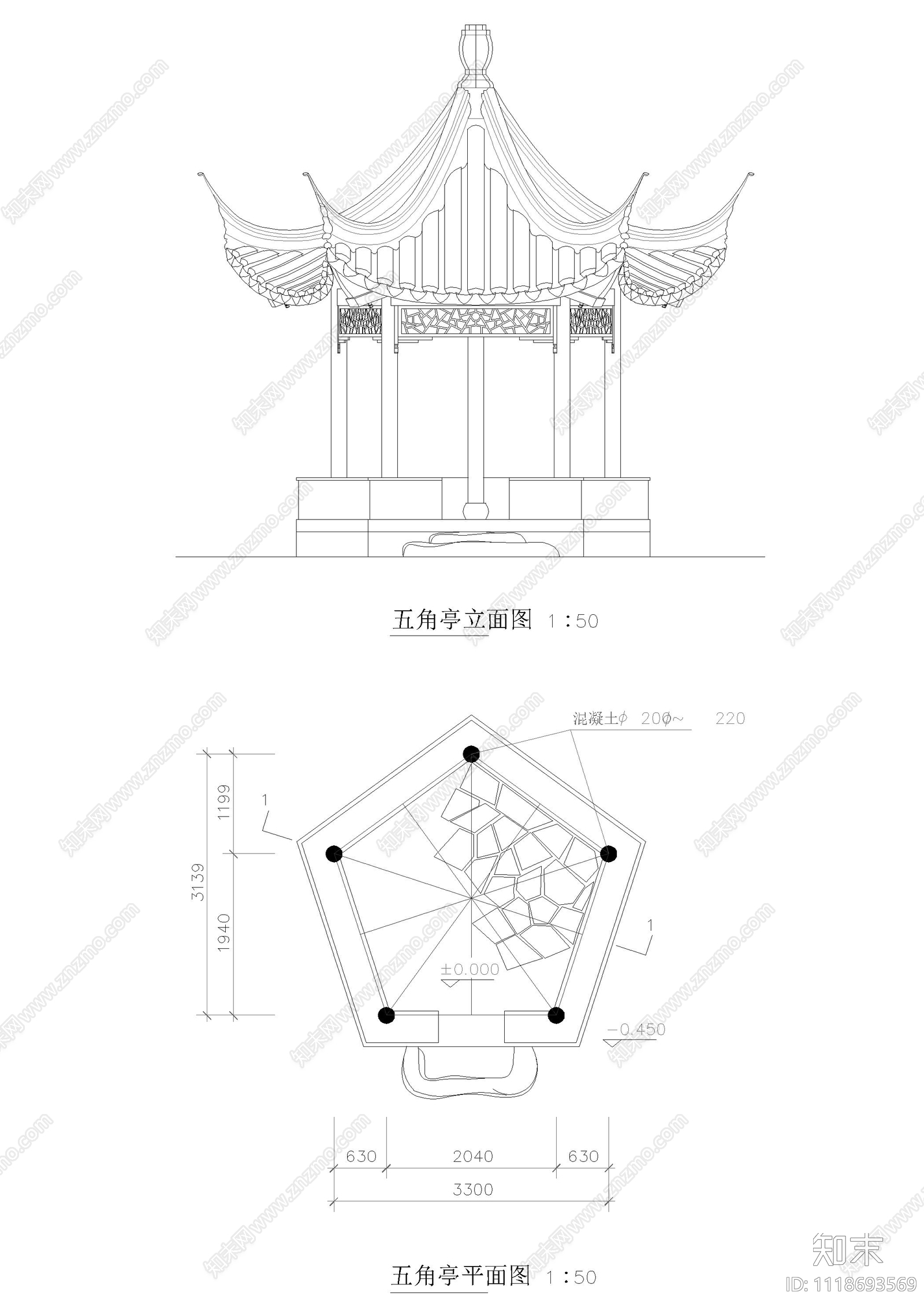 五角亭施工图下载【ID:1118693569】