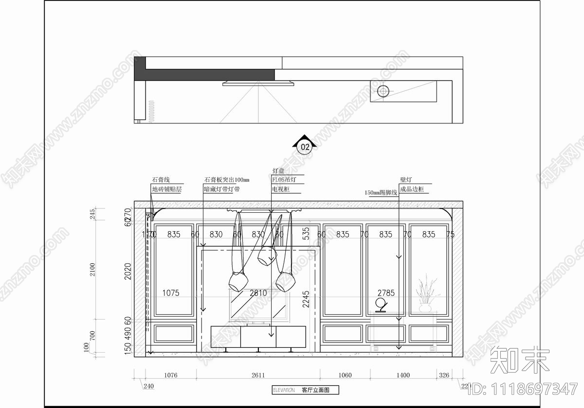 180㎡大平层私宅CAD施工图cad施工图下载【ID:1118697347】